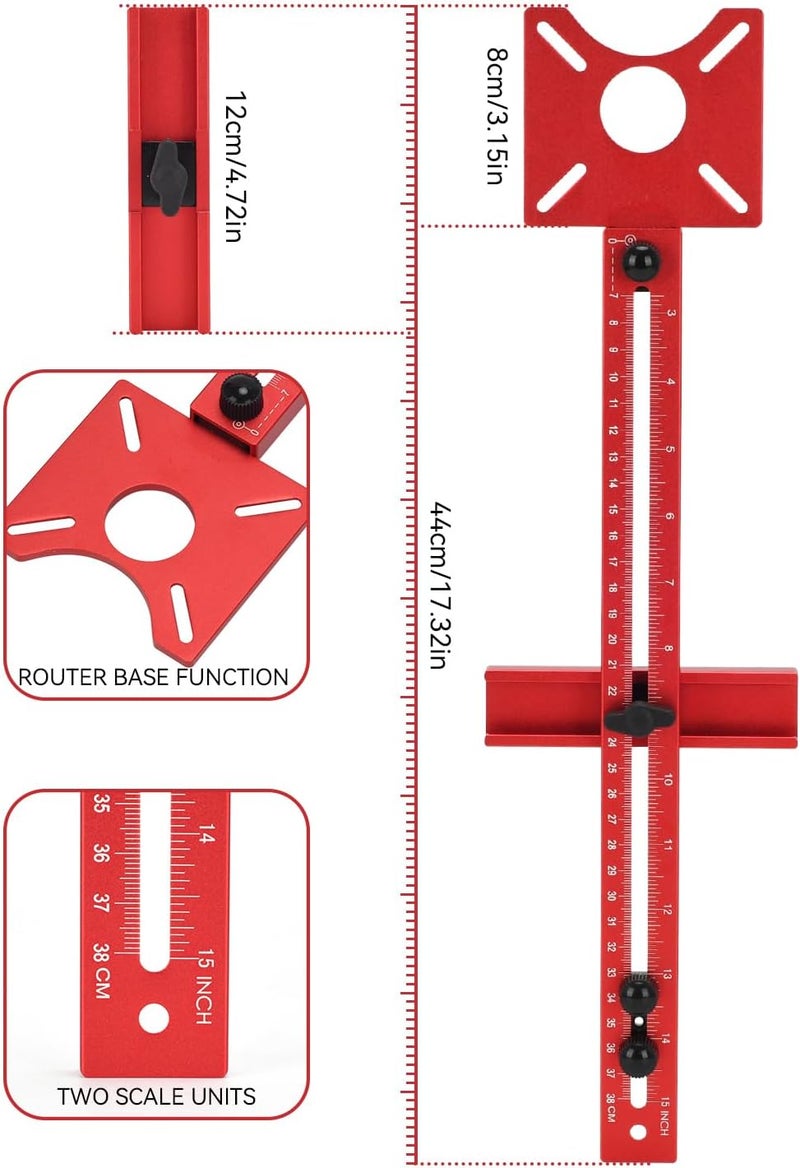 Zalaxt 4 in 1 Router Milling Groove Bracket, Aluminum Alloy Router Circle Cutting Jig for Woodworking - Image 2